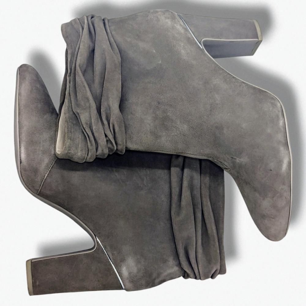 DKNY | Sabel Grey Suede Ultra High Ankle Bootie Heels Women's Size 10 - Picture 7 of 9
